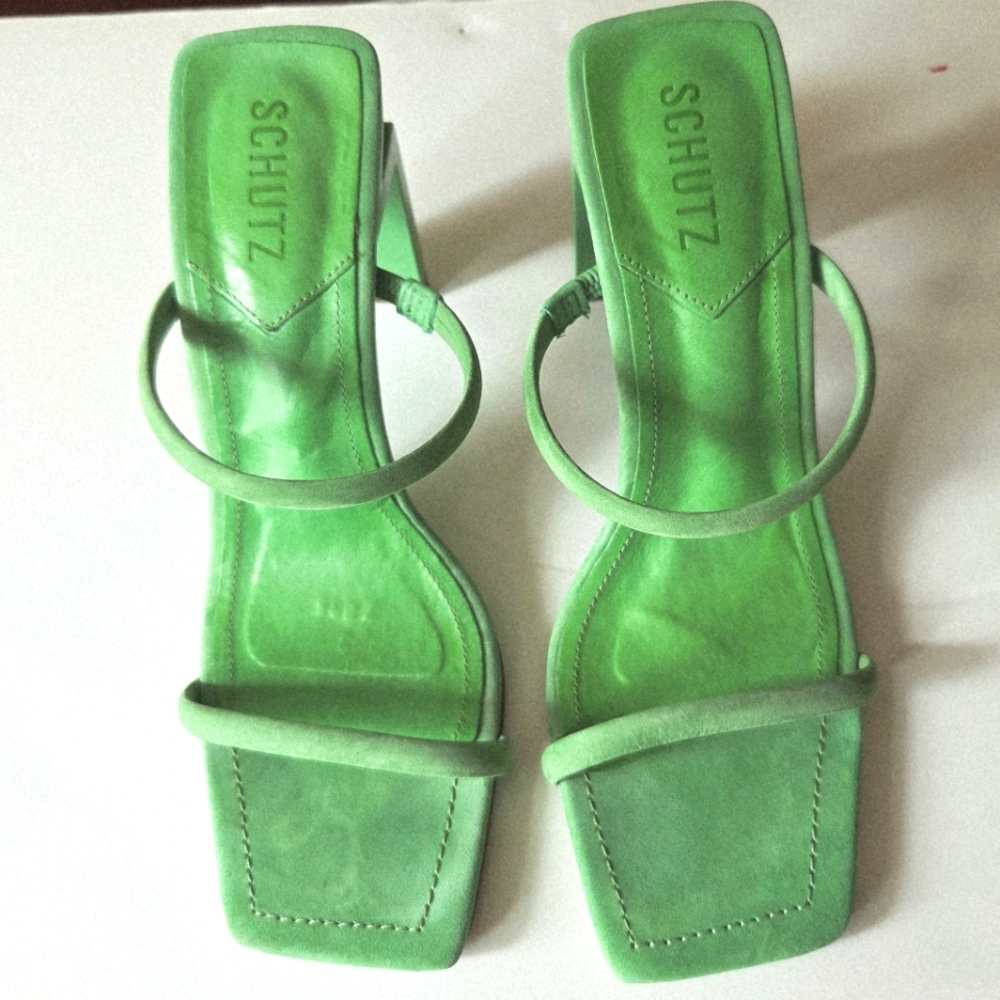 Schutz Kattie Gianni Green  Heeled Sandals Size 8